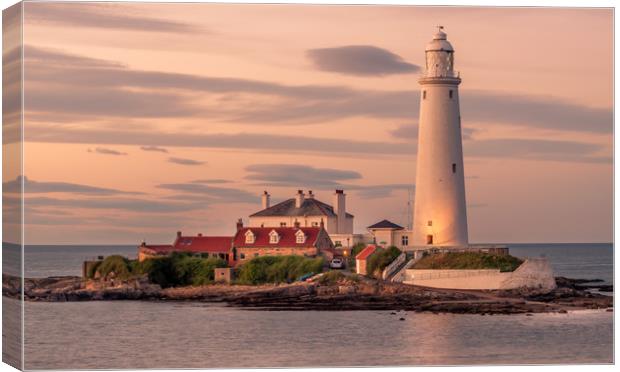 Twilight at St Mary's Lighthouse Canvas Print by Naylor's Photography