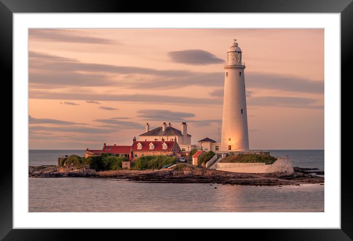 Twilight at St Mary's Lighthouse Framed Mounted Print by Naylor's Photography