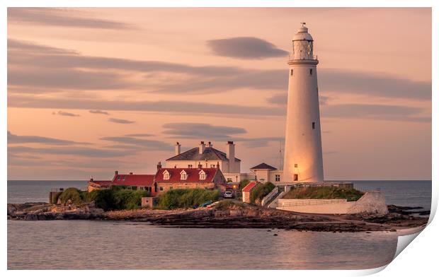 Twilight at St Mary's Lighthouse Print by Naylor's Photography