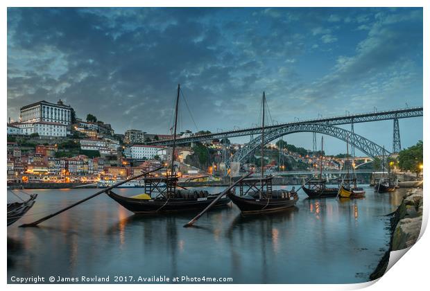 Porto at Dusk Print by James Rowland