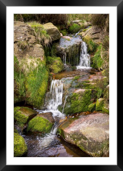 Rocky moorland stream in the Peak District Framed Mounted Print by Andrew Kearton