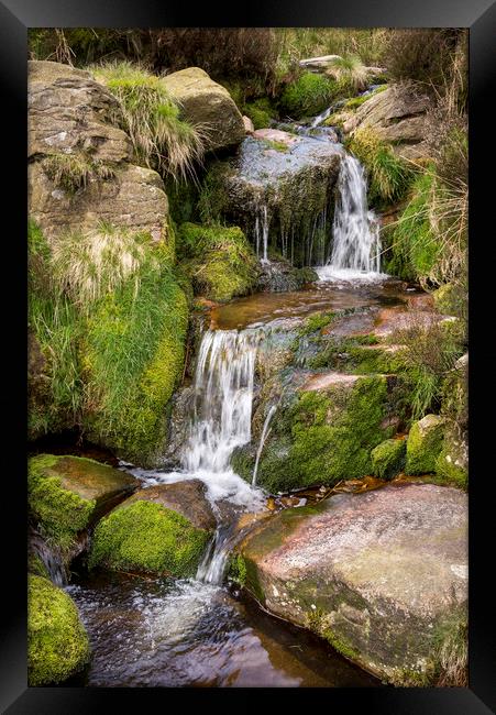 Rocky moorland stream in the Peak District Framed Print by Andrew Kearton