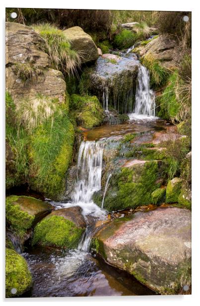 Rocky moorland stream in the Peak District Acrylic by Andrew Kearton