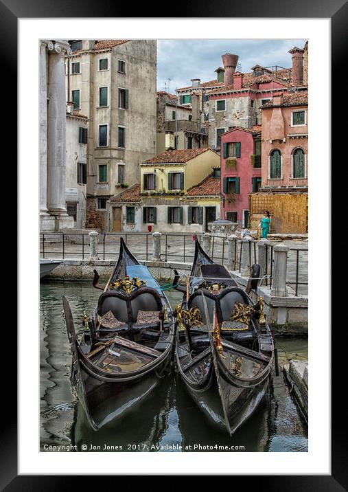 Gondola Park, Venice Framed Mounted Print by Jon Jones