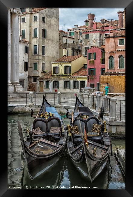 Gondola Park, Venice Framed Print by Jon Jones