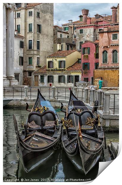 Gondola Park, Venice Print by Jon Jones
