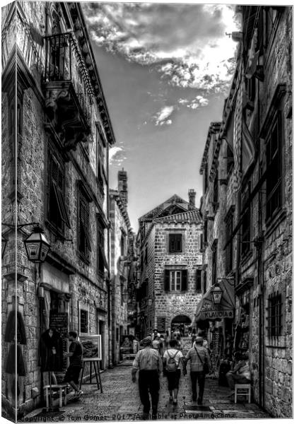 Exploring Dubrovnik - B&W Canvas Print by Tom Gomez