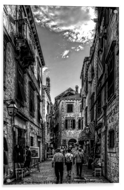 Exploring Dubrovnik - B&W Acrylic by Tom Gomez
