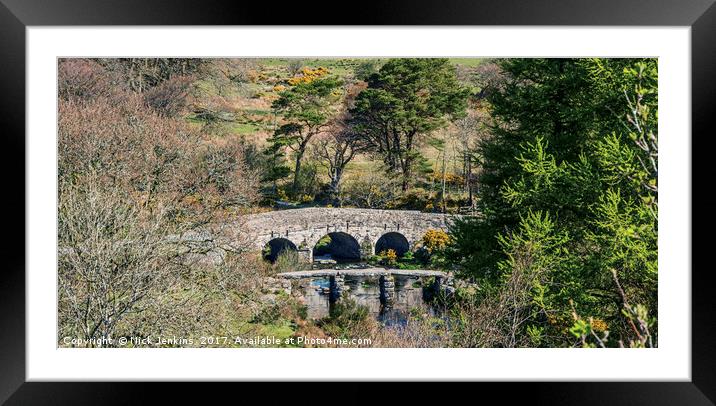 The Two Bridges of Postbridge on Dartmoor Framed Mounted Print by Nick Jenkins