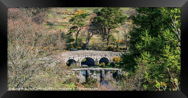 The Two Bridges of Postbridge on Dartmoor Framed Print by Nick Jenkins