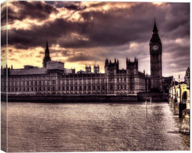 Dark purple london Parliament Building Canvas Print by HQ Photo