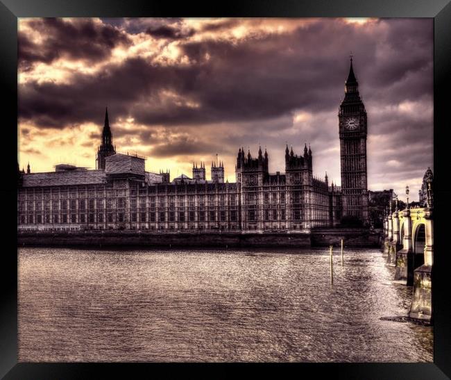 Dark purple london Parliament Building Framed Print by HQ Photo