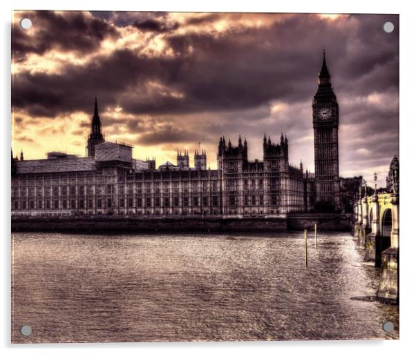 Dark purple london Parliament Building Acrylic by HQ Photo