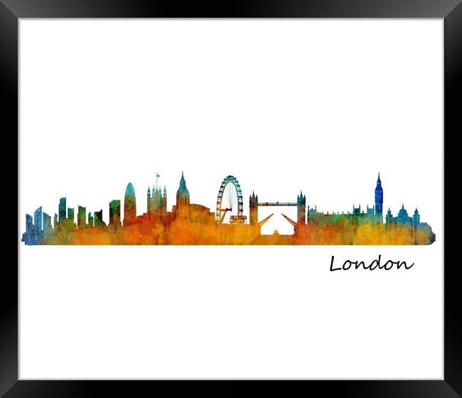 London Skyline Art Watercolor City. v1 Framed Print by HQ Photo