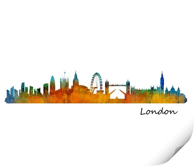 London Skyline Art Watercolor City. v1 Print by HQ Photo