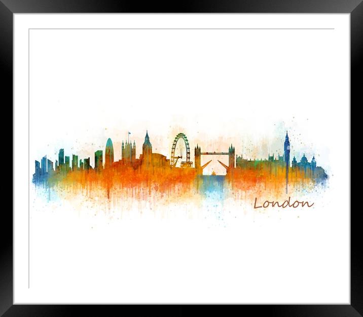 London Watercolor Skyline Art City. v3 Framed Mounted Print by HQ Photo