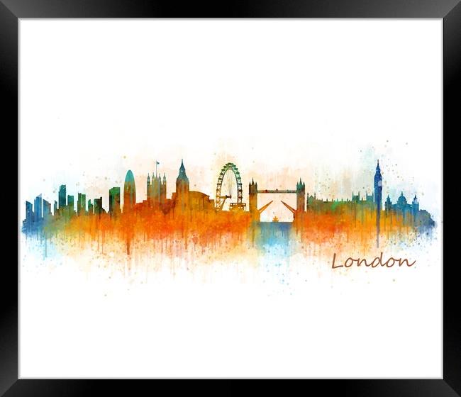 London Watercolor Skyline Art City. v3 Framed Print by HQ Photo