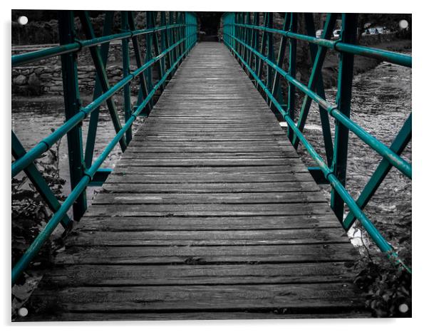 The Enchanting Blue Footbridge Acrylic by Colin Allen