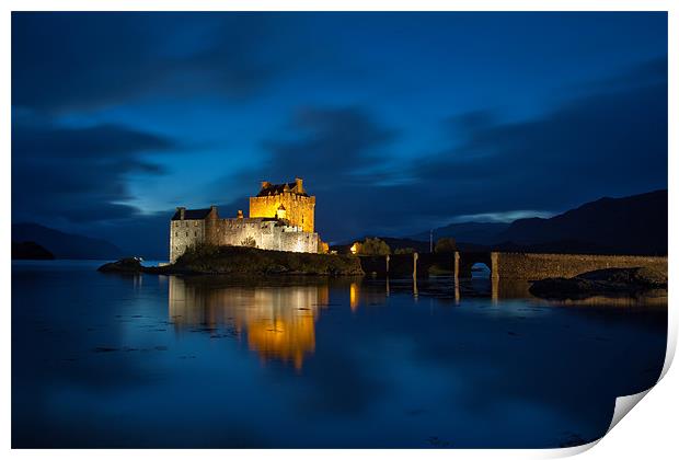Eilean Donan Castle at night Print by Douglas Kerr
