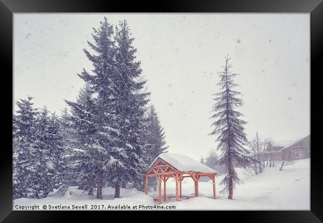 Peaceful Snowy Day Framed Print by Svetlana Sewell