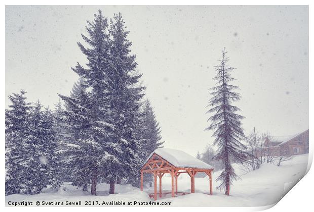 Peaceful Snowy Day Print by Svetlana Sewell