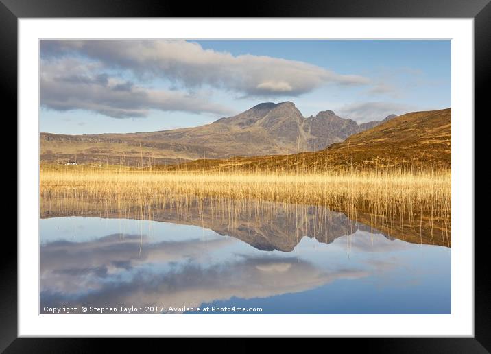 Blaven reflected Framed Mounted Print by Stephen Taylor