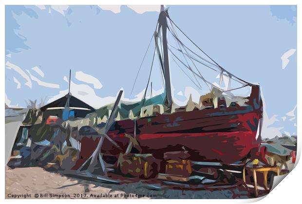 Abstract of Boat Under Repair Print by Bill Simpson