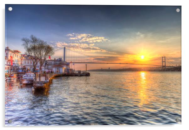 Bosphorus Sunset Istanbul Acrylic by David Pyatt