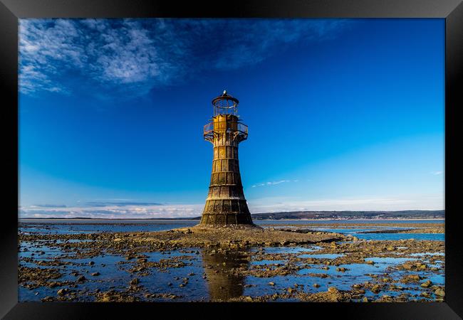 Whiteford Lighthouse at Whiteford Sands. Framed Print by Colin Allen