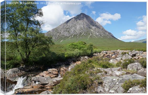 Buachaille Etive Mor and falls on the River Coupal Canvas Print by Photogold Prints
