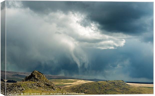 Leather Tor under Stormy Skies on west Dartmoor  Canvas Print by Nick Jenkins