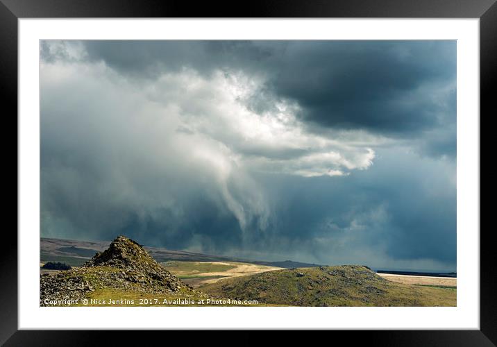 Leather Tor under Stormy Skies on west Dartmoor  Framed Mounted Print by Nick Jenkins
