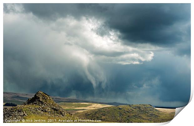 Leather Tor under Stormy Skies on west Dartmoor  Print by Nick Jenkins