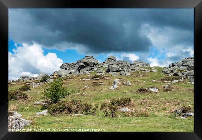 Bonehill Rocks on Dartmoor National Park Devon Framed Print by Nick Jenkins