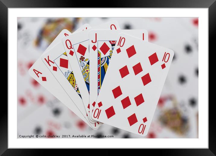 Royal Flush in Diamonds Framed Mounted Print by colin chalkley