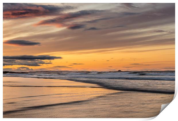 Golden glory at Bamburgh beach Print by Naylor's Photography