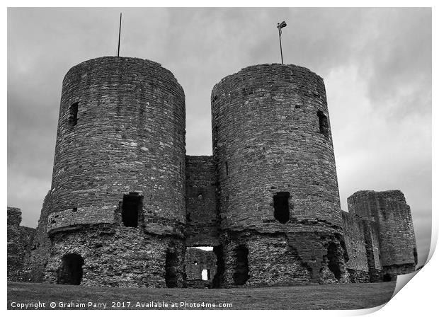 Twin Pillars of Rhuddlan's Historic Past Print by Graham Parry
