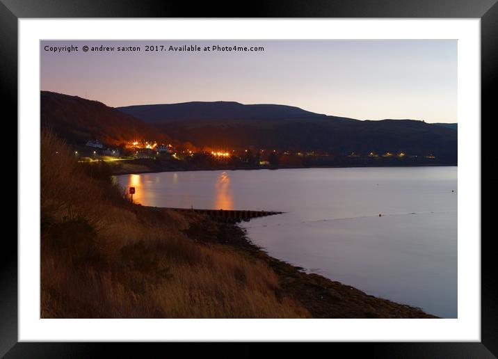 LIGHTS BY THE WATER Framed Mounted Print by andrew saxton