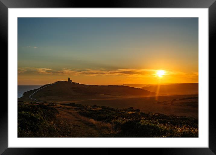 Sun Setting at Belle Tout Framed Mounted Print by Nick Rowland