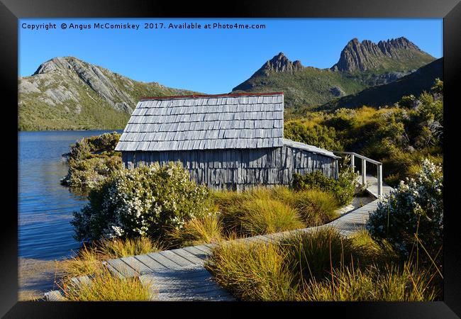 Boat shed on Dove Lake Framed Print by Angus McComiskey
