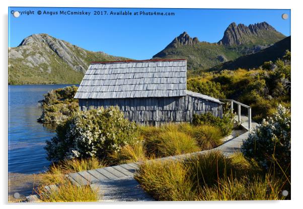 Boat shed on Dove Lake Acrylic by Angus McComiskey