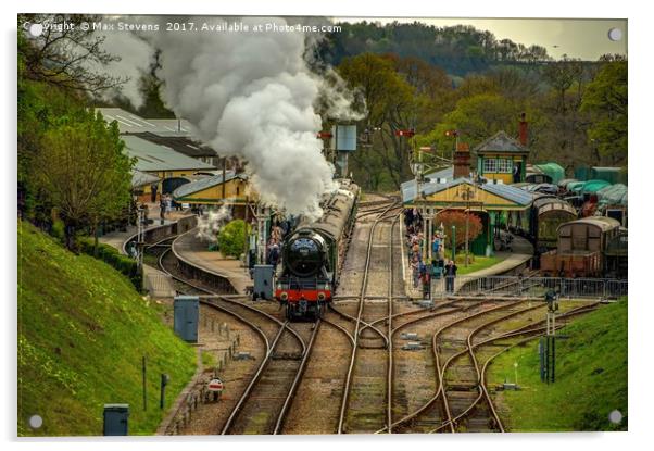 The Flying Scotsman leaves Horsted Keynes Station Acrylic by Max Stevens