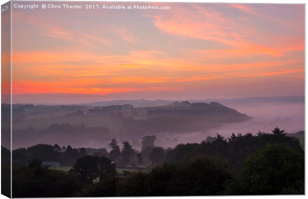 Taw Valley Misty Sunrise Canvas Print by Chris Thaxter