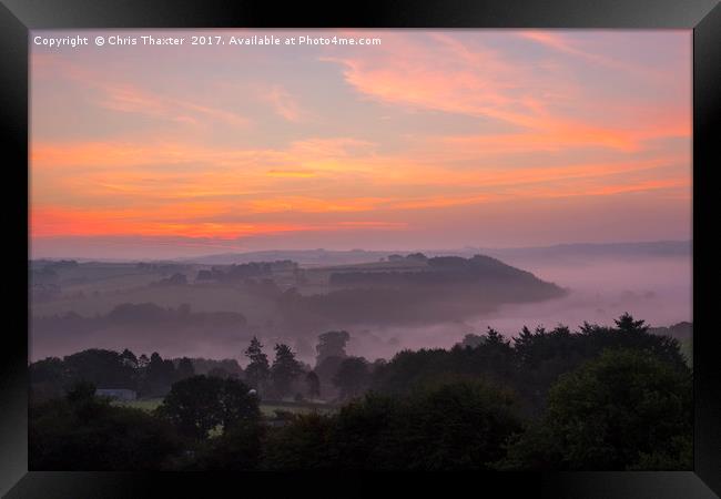 Taw Valley Misty Sunrise Framed Print by Chris Thaxter