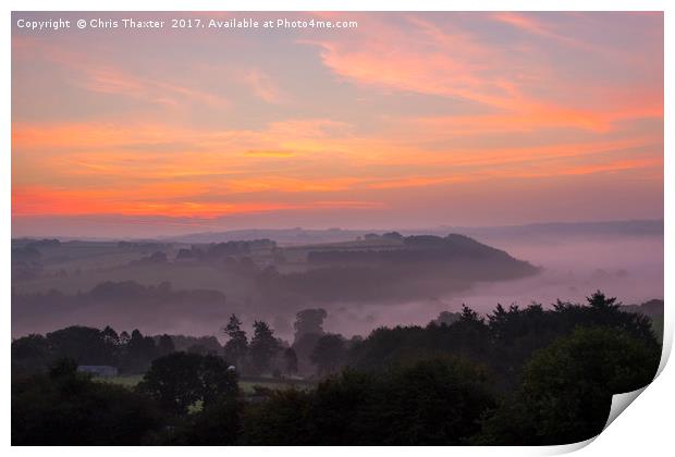 Taw Valley Misty Sunrise Print by Chris Thaxter