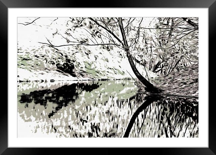 Autumn scene reflected in rippling water Framed Mounted Print by Michael Goyberg