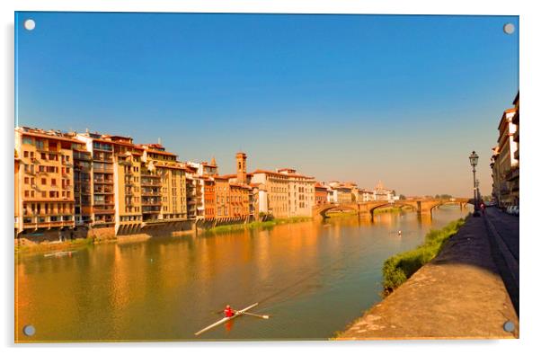 river Arno in Florence Italy Acrylic by paul ratcliffe