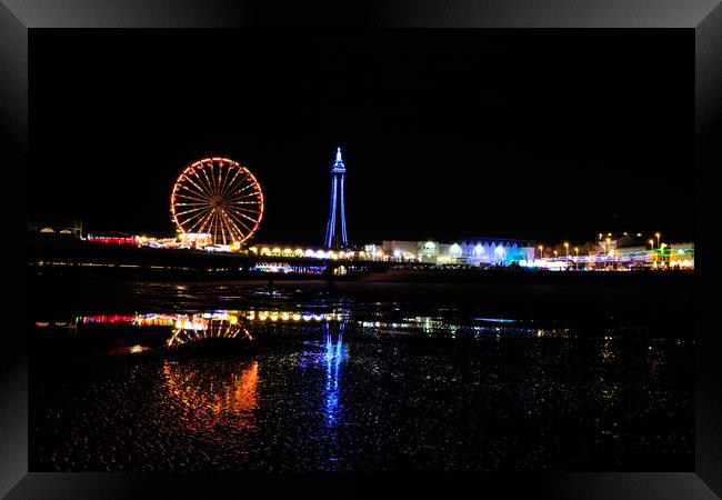 Blackpool at night      Framed Print by chris smith