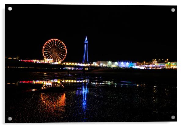 Blackpool at night      Acrylic by chris smith