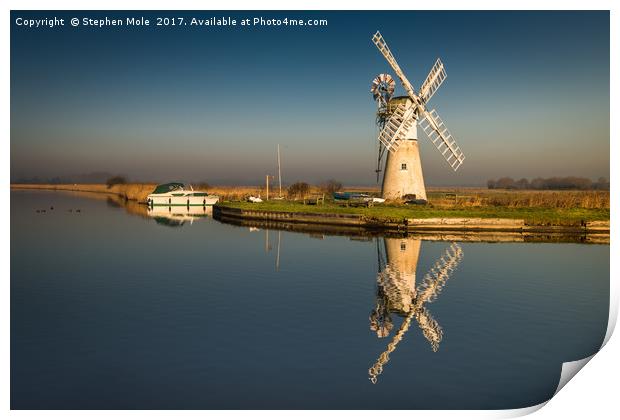 Light on Thurne Mill  Print by Stephen Mole